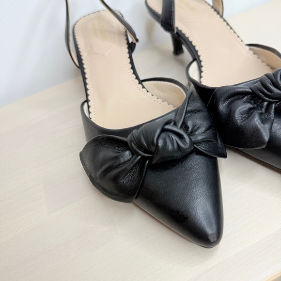 Isaac Mizrahi black kitten heels with bows size 8 - Picture 7 of 8